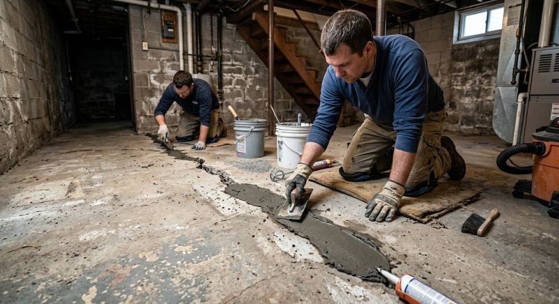 Cracked Basement Floor Repair in Smithville, TN